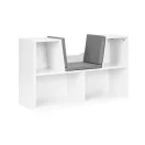 Gyerek könyvespolc, ECOTOYS ZKB-5W, fehér, 102 x 61 x 30 cm, ülőkével, 4 rekeszes, párnázott ülőrész, levehető és mosható párna, forgácslap