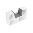 Gyerek könyvespolc, ECOTOYS ZKB-5W, fehér, 102 x 61 x 30 cm, ülőkével, 4 rekeszes, párnázott ülőrész, levehető és mosható párna, forgácslap