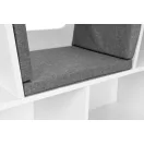 Gyerek könyvespolc, ECOTOYS ZKB-5W, fehér, 102 x 61 x 30 cm, ülőkével, 4 rekeszes, párnázott ülőrész, levehető és mosható párna, forgácslap