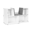 Gyerek könyvespolc, ECOTOYS ZKB-5W, fehér, 102 x 61 x 30 cm, ülőkével, 4 rekeszes, párnázott ülőrész, levehető és mosható párna, forgácslap