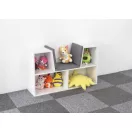 Gyerek könyvespolc, ECOTOYS ZKB-5W, fehér, 102 x 61 x 30 cm, ülőkével, 4 rekeszes, párnázott ülőrész, levehető és mosható párna, forgácslap