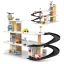 Játék parkolóház, ECOTOYS 1088, fa, 3 szintes,  37 x 63 x 21 cm, mozgó felvonóval, 3 autóval és helikopterrel, autómosóval és táblákkal