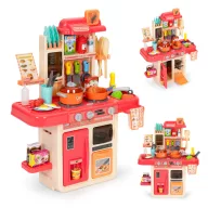   Játékkonyha, MULTISTORE HC493096, műanyag, 47 x 23 x 63 cm, fényhatásokkal, hanghatásokkal, 42 db tartozékkal, gőzgenerátorral, működő vízcsappal, elemes (3 db AA - nem tartozék)