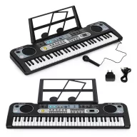   Gyerek szintetizátor, MUSIC PARADISE MQ-6119, 76 x 23 x 19 cm, 61 billentyűs, mikrofonnal, hálózati adapterrel, 10 ritmussal, 6 dallammal, felvétel funkcióval, 3 éves kortól
