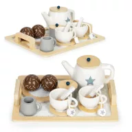   Játék teáskészlet, ECOTOYS W10B318B, 17 db, tálcával, csészékkel és kancsóval, 3 éves kortól