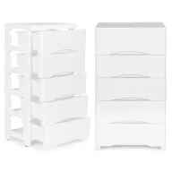   Gurulós tároló, ModernHome PJJCBS0024-05B, fehér, 27 x 75 x 39 cm, fiókos, 5 fiókkal, kerekes, műanyag