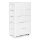 Gurulós tároló, ModernHome PJJCBS0024-05B, fehér, 27 x 75 x 39 cm, fiókos, 5 fiókkal, kerekes, műanyag