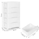 Gurulós tároló, ModernHome PJJCBS0024-05B, fehér, 27 x 75 x 39 cm, fiókos, 5 fiókkal, kerekes, műanyag