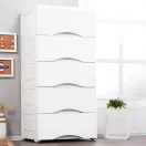 Gurulós tároló, ModernHome PJJCBS0024-05B, fehér, 27 x 75 x 39 cm, fiókos, 5 fiókkal, kerekes, műanyag