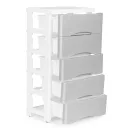 Gurulós tároló, ModernHome PJJCBS0024-05A, fehér/szürke, 27 x 75 x 39 cm, fiókos, 5 fiókkal, kerekes, műanyag