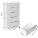 Gurulós tároló, ModernHome PJJCBS0024-05A, fehér/szürke, 27 x 75 x 39 cm, fiókos, 5 fiókkal, kerekes, műanyag
