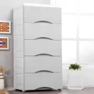 Gurulós tároló, ModernHome PJJCBS0024-05A, fehér/szürke, 27 x 75 x 39 cm, fiókos, 5 fiókkal, kerekes, műanyag