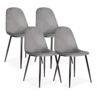  Étkezőszék, ModernHome J933, 4 db, szürke, 85 x 46 x 37 cm, bársony kárpit, acél lábak, háttámla, teherbírás: 120 kg
