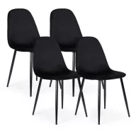   Étkezőszék, ModernHome J933, fekete, 4 db, 85 x 46 x 37 cm, bársony kárpit, acél lábak, háttámla, teherbírás: 120 kg