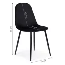 Étkezőszék, ModernHome J933, fekete, 4 db, 85 x 46 x 37 cm, bársony kárpit, acél lábak, háttámla, teherbírás: 120 kg