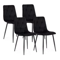   Étkezőszék, ModernHome MC47-1, 4 db, fekete, 90 x 46 x 41 cm, bársony kárpit, acél lábak, háttámla, teherbírás: 120 kg