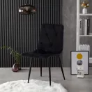 Étkezőszék, ModernHome MC47-1, 4 db, fekete, 90 x 46 x 41 cm, bársony kárpit, acél lábak, háttámla, teherbírás: 120 kg