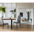 Étkezőszék, ModernHome KJC007, 4 db, szürke, 95 x 41 x 38 cm, szövet kárpit, acél lábak, háttámla, teherbírás: 120 kg