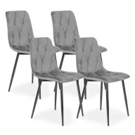   Étkezőszék, ModernHome MC47-1, 4 db, szürke, 90 x 46 x 41 cm, bársony kárpit, acél lábak, háttámla, teherbírás: 120 kg