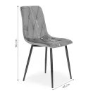 Étkezőszék, ModernHome MC47-1, 4 db, szürke, 90 x 46 x 41 cm, bársony kárpit, acél lábak, háttámla, teherbírás: 120 kg