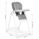Etetőszék, ECOTOYS HA-013, sötétszürke, összecsukható, állítható, levehető dupla tálcával, 5 pontos biztonsági öv, 4 kerekes láb, teherbírás: 20 kg