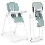   Etetőszék, ECOTOYS HA-013, zöld, összecsukható, állítható, levehető dupla tálcával, 5 pontos biztonsági öv, 4 kerekes láb, teherbírás: 20 kg