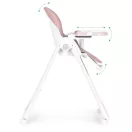 Etetőszék, ECOTOYS HA-013, rózsaszín, összecsukható, állítható, levehető dupla tálcával, 5 pontos biztonsági öv, 4 kerekes láb, teherbírás: 20 kg