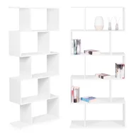   Könyvespolc, ModernHome CH230817-WT, fehér, 175 x 28 x 77 cm, 5 polcos, MDF polc, falhoz rögzíthető, rácsos kialakítás, teherbírás: 7 kg/polc