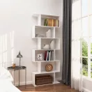 Könyvespolc, ModernHome CH230817-WT, fehér, 175 x 28 x 77 cm, 5 polcos, MDF polc, falhoz rögzíthető, rácsos kialakítás, teherbírás: 7 kg/polc