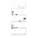 Könyvespolc, ModernHome CH230817-WT, fehér, 175 x 28 x 77 cm, 5 polcos, MDF polc, falhoz rögzíthető, rácsos kialakítás, teherbírás: 7 kg/polc