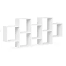 Könyvespolc, ModernHome CH230818-WT, fehér, 148 x 21 x 65 cm, 8 polcos, laminált forgácslap, falra szerelhető, rácsos kialakítás