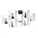 Könyvespolc, ModernHome CH230818-WT, fehér, 148 x 21 x 65 cm, 8 polcos, laminált forgácslap, falra szerelhető, rácsos kialakítás
