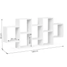Könyvespolc, ModernHome CH230818-WT, fehér, 148 x 21 x 65 cm, 8 polcos, laminált forgácslap, falra szerelhető, rácsos kialakítás