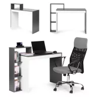   Íróasztal, ModernHome CHDK07-DG, 110 x 40 x 92 cm, szürke, 4 polcos, laminált forgácslap, védőtalpakkal
