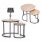 Dohányzóasztal szett, ModernHome PJJCT0111, átmérő 60 és 40 cm, kör alakú, magasság: 52 és 44 cm, fém váz, bevonatos faforgács asztallap, 2 darabos
