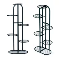   Virágtartó állvány, ModernHome PJJPS0014, fekete, 47 x 23,5 cm, magasság: 106 cm, 6 szintes, porszórt acél, UV-álló, beltérre és kültérre