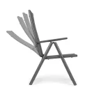 Kerti szék, MultiGarden WR1652-2, szürke, 70 x 57 x 106 cm, állítható háttámla (7 fokozat), összecsukható, acél keret, textil, 100 kg teherbírás, 2 db-os szett