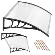  Műanyag előtető, MultiGarden AW-017A, 100 × 80 cm, fekete, polikarbonát tetőpanel, műanyag tartóelemek, egymás mellé illeszthető, szerelőkészlettel