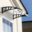 Műanyag előtető, MultiGarden AW-017A, 100 × 80 cm, fekete, polikarbonát tetőpanel, műanyag tartóelemek, egymás mellé illeszthető, szerelőkészlettel