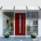 Műanyag előtető, MultiGarden AW-017A, 100 × 80 cm, fekete, polikarbonát tetőpanel, műanyag tartóelemek, egymás mellé illeszthető, szerelőkészlettel