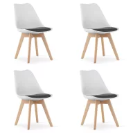   Étkezőszék, Mark-ATTY16, 4 db, fehér/fekete, 81,5 x 43 x 47 cm, polipropilén ülés, bükkfa lábak, párnázott