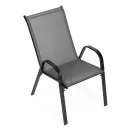 Kerti szék, MultiGarden SC-092KD, szürke, 72 x 55 x 90,5 cm, acél keret, textil, egymásra rakható, karfás, csúszásgátló lábak, 120 kg teherbírás, 2 db-os szett