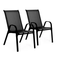   Kerti szék, MultiGarden SC-092KD, fekete, 72 x 55 x 90,5 cm, acél keret, textil, egymásra rakható, karfás, csúszásgátló lábak, 120 kg teherbírás, 2 db-os szett