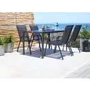 Kerti szék, MultiGarden SC-092KD, fekete, 72 x 55 x 90,5 cm, acél keret, textil, egymásra rakható, karfás, csúszásgátló lábak, 120 kg teherbírás, 2 db-os szett