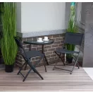 Kerti asztal, MultiGarden SC-090, fekete, 70 x 43 cm, magasság: 64 cm, félköríves, edzett üveglap, porszórt acél váz