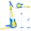 Gyerek gitár, Multistore HC342076, kék, 57 x 22 cm, mikrofonnal, állítható állvánnyal 57–97 cm, MP3 csatlakozás, elemes (2 × AA, nem tartozék), 3 éves kortól ajánlott