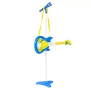 Gyerek gitár, Multistore HC342076, kék, 57 x 22 cm, mikrofonnal, állítható állvánnyal 57–97 cm, MP3 csatlakozás, elemes (2 × AA, nem tartozék), 3 éves kortól ajánlott