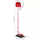 Kosárlabdapalánk, MULTISTORE HC629422, mobil, állítható, 101-202 cm magasság, szabadon álló, kerekekkel, acél váz, palánk 36,5 x 32,5 cm, tölthető talp