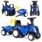 Bébitaxi, Multistore 658T, New Holland traktor, kék, 88 x 27 x 43 cm, kormánydudával és indításhanggal, utánfutóval, borulásgátlóval, 12 hónapos kortól, teherbírás: 25 kg, elemes (2 x AA - nem tartozék)