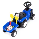 Bébitaxi, Multistore 658T, New Holland traktor, kék, 88 x 27 x 43 cm, kormánydudával és indításhanggal, utánfutóval, borulásgátlóval, 12 hónapos kortól, teherbírás: 25 kg, elemes (2 x AA - nem tartozék)